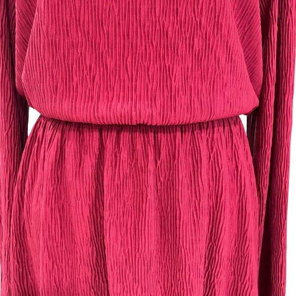 Floret Studios Burgundy Long Sleeve Mini Dress High Neck Bow Back Cottagecore - Picture 11 of 12
